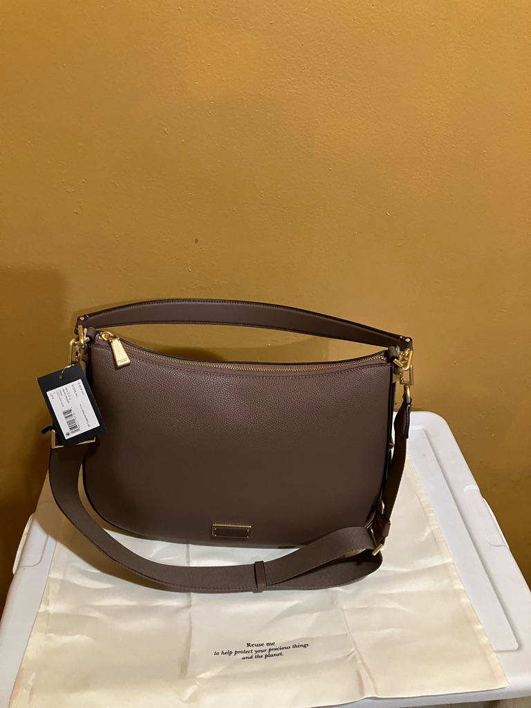 Kate Spade Liv Lg.Leather Pebble Leather Hobo Bag Warm Acorn Shldr Bag